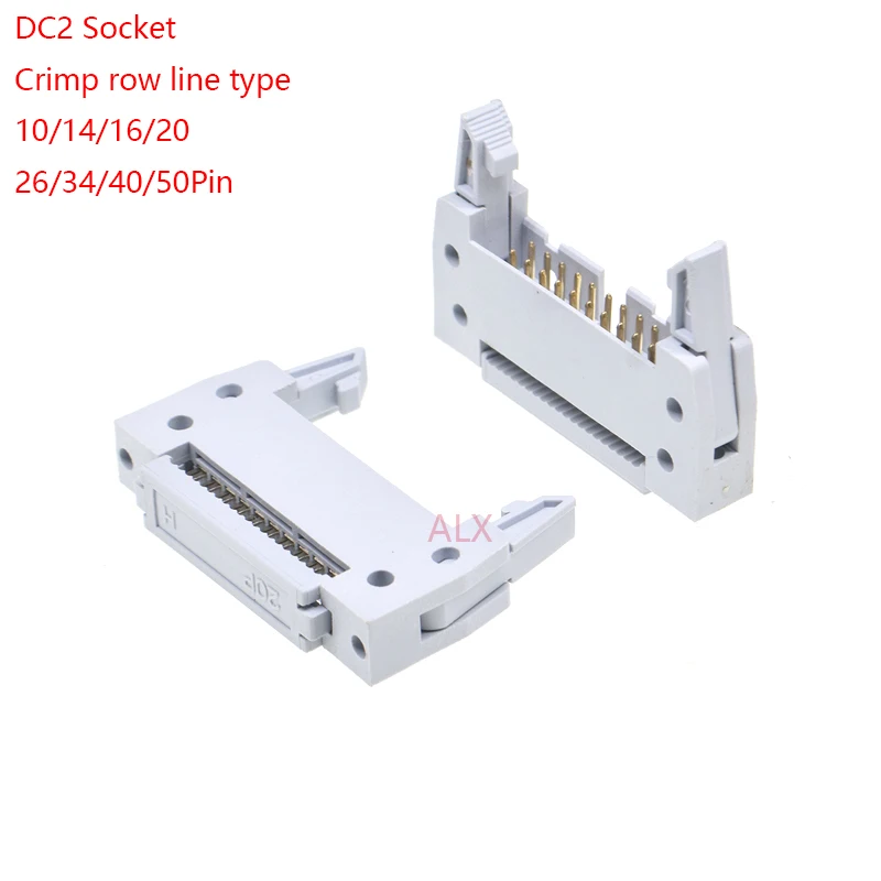 5 шт. DC2 2 54 мм Шаг белый разъем idc 10/14/16/20/26/34/40/50 Pin ОБЖИМНАЯ строка тип бокса Разъем