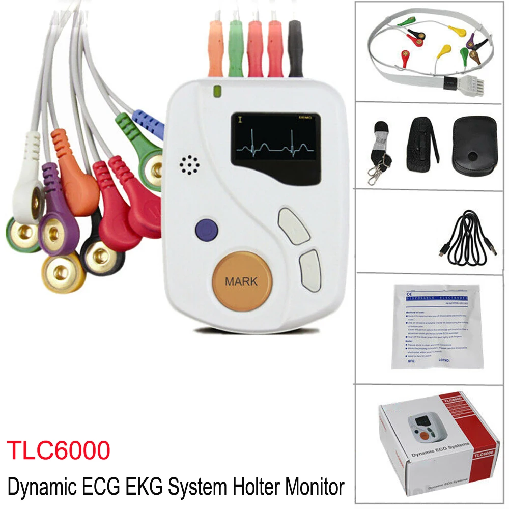 

CONTEC TLC6000 Dynamic ECG Holter 12 Leads 48 Hours ECG Recorder Systems 2GB Card EKG ​Analyzer Software(Download Online)