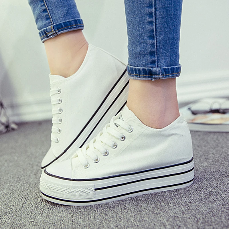 Модные кроссовки Белая парусиновая обувь Женская Вулканизированная Обувь на