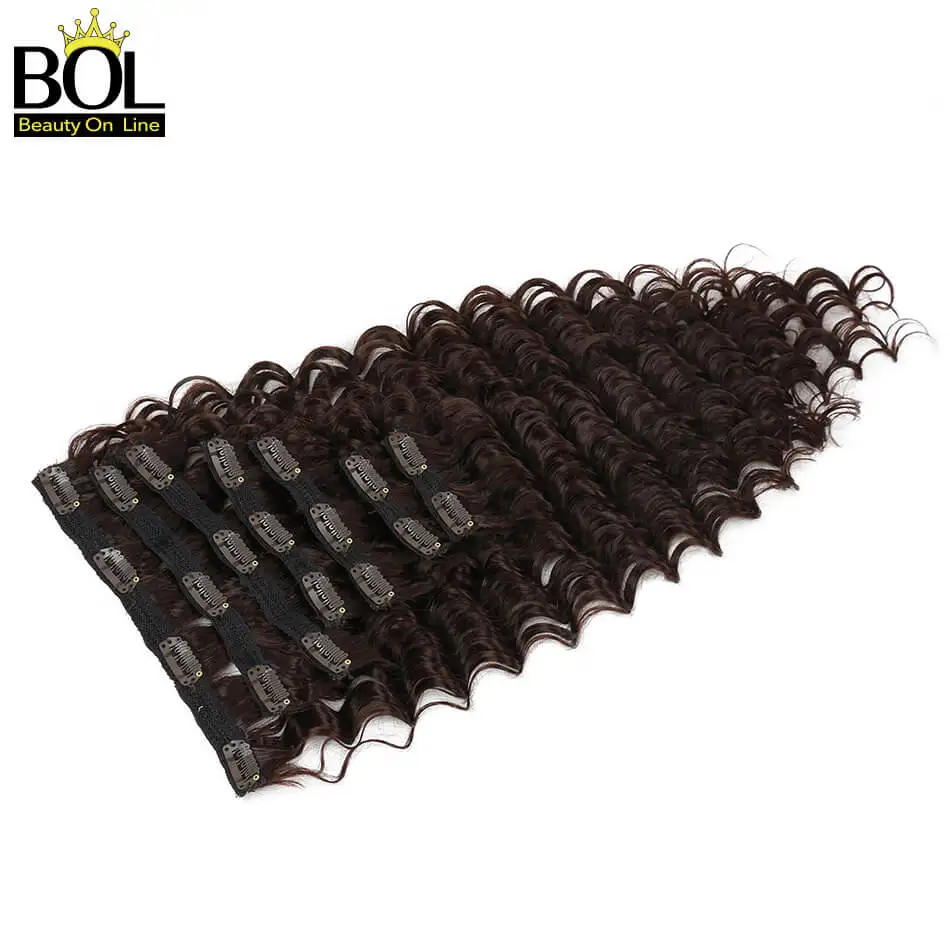 Синтетические накладные волосы на клипсе светло коричневые двойные пряди