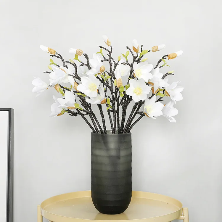 6 unids/lote simulaci&oacute;n Magnolia flores para vivir casa habitaci&oacute;n Decoraci&oacute;n de mesa de boda de Magnolia flores de seda de las ramas-1