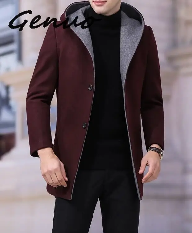 2019 Новое поступление Сезон осень-зима Высокого качества Цвет красный плащ-Тренч