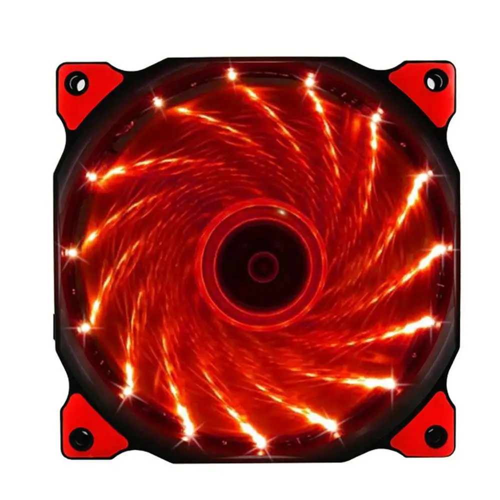 New PC Computer 16dB Ultra Silent 15 LEDs Case Fan Heatsink Cooler Cooling 120mm 12CM 12VDC 3P IDE 4pin Adjustable speed | Компьютеры и