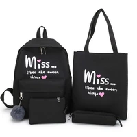 litthing 4 pcsset girl school bag for teenager solid backpack college schoolbag women high student bag backpack dropshipping