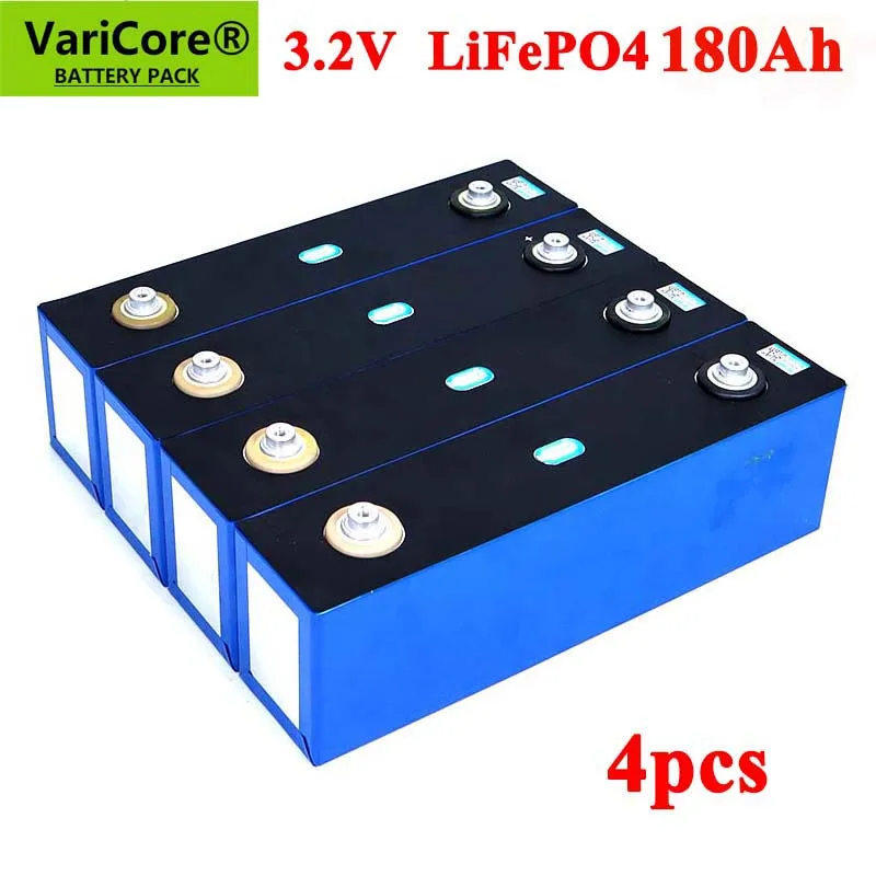 

4pcs 3.2V 180Ah Lifepo4 Rechargeable Battery Lithium Iron Phosphate 12v 24v for Electric car RV Solar Energy storage