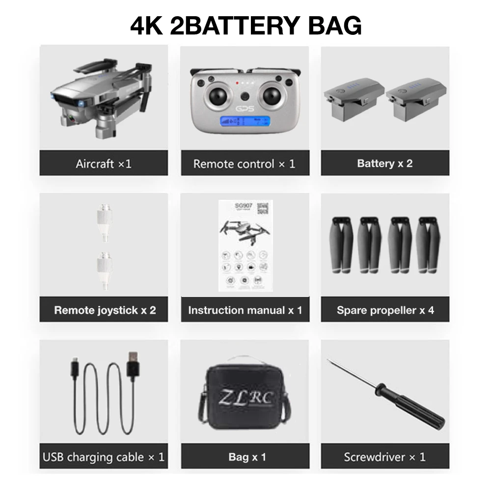 5G 4k 2B with bag SG907 Дрон с GPS с 4K HD Двойная камера широкий угол 5G wifi FPV RC Квадрокоптер складные дроны Профессиональные с GPS следуем за мной - Цвет: 5G 4k 2B with bag