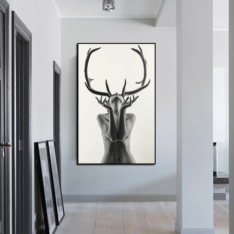Скандинавский абстрактный холст художественные оленьи женские картины с
