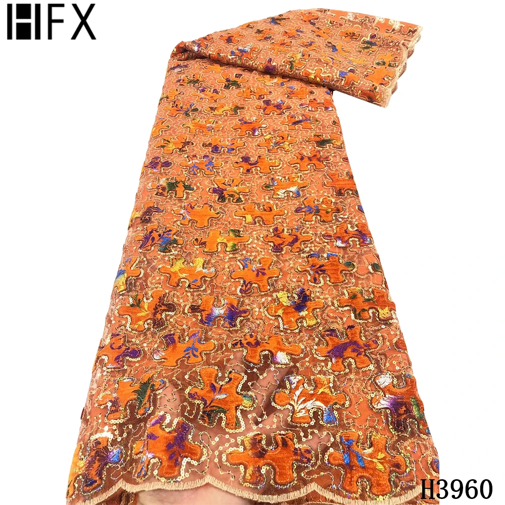 HFX кружевная ткань с блестками вышитая африканская 2020 Высококачественная