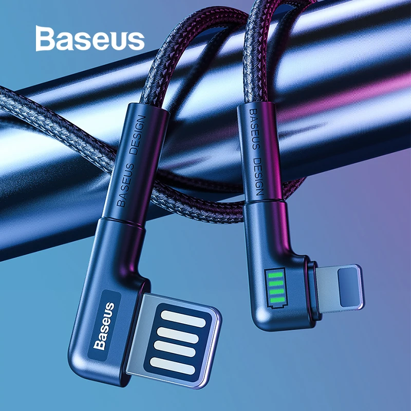 Baseus usb кабель для зарядки с двойным изгибом для iPhone 11 XS Max XR 8 Plus 2.4A быстрое зарядное устройство кабель для передачи данных USB шнур для зарядки