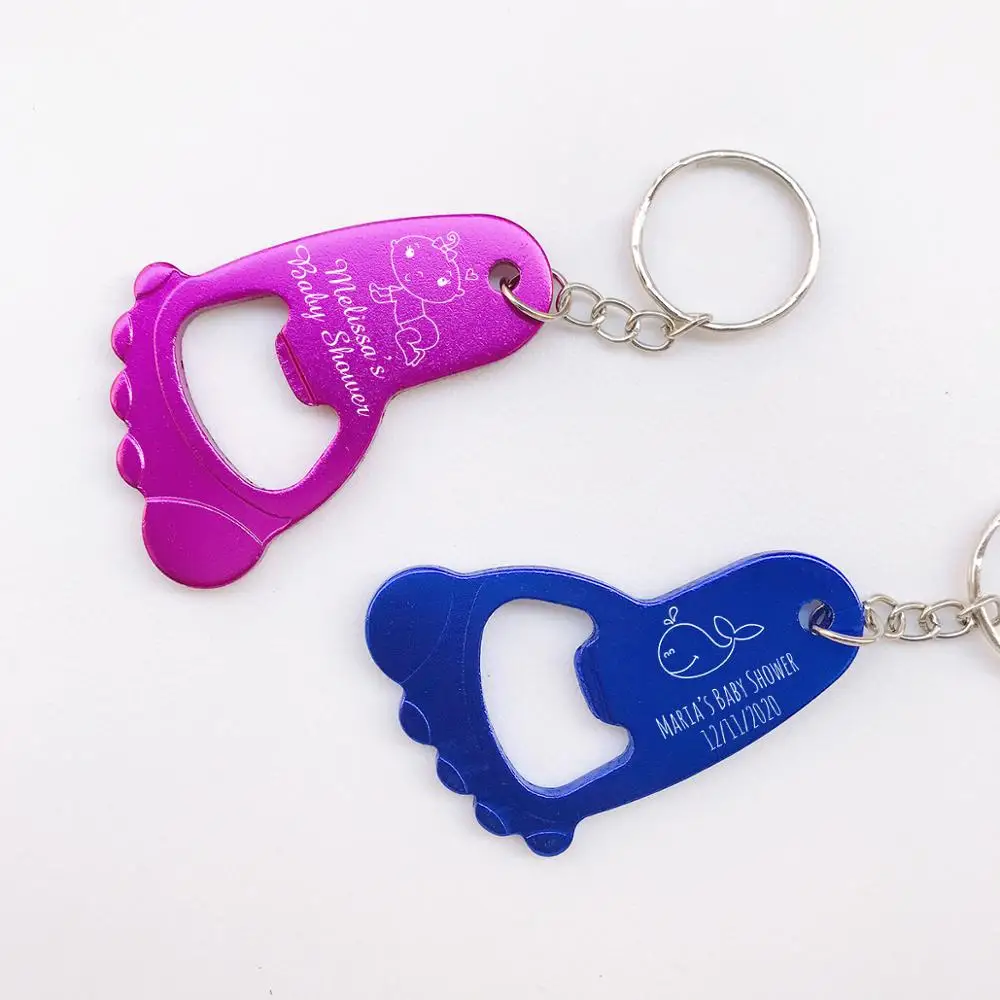 Персонализированные Baby Shower Favor для мальчиков и девочек брелок ключей открывалка