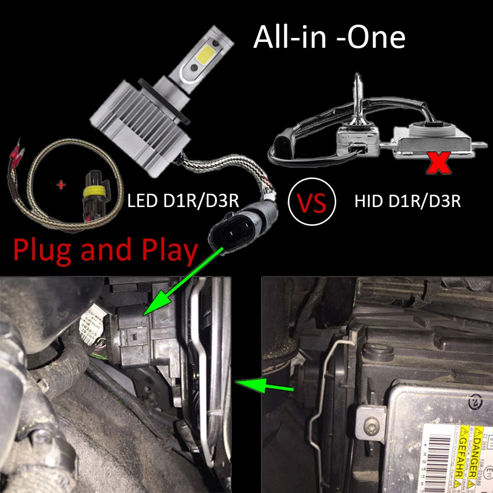 

Car Led Headlights D1S D3S 6000K White Super Bright 55W/bulb Auto D2S D4S Light Built-in Led Driver for Automobiles Headlight