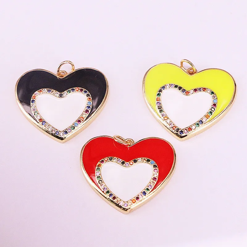 

10Pcs Beautiful Heart shapes enamel pendant,fashion enamel charm,necklace jewelry accessories