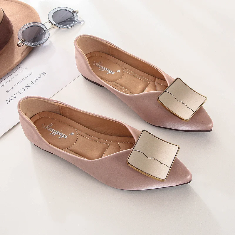 Женские балетки с острым носком зеленые розовые или Бежевые из мягкой кожи