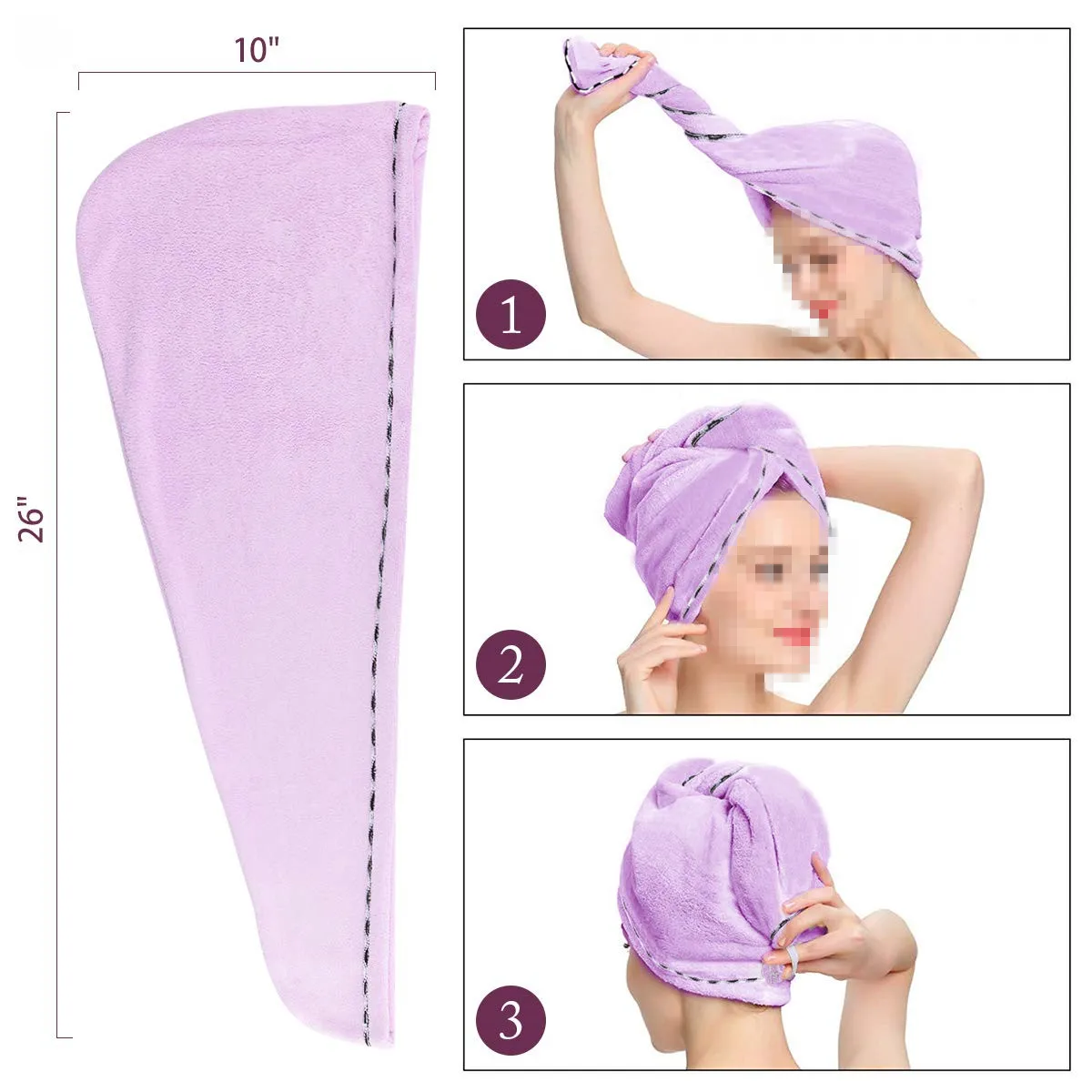 

Microfiber Hair Towel Wrap Super Absorbent Quick Dry Turban Drying Curly Long Thick Hair Bath Cap Drying Wraps Bathroom Towels