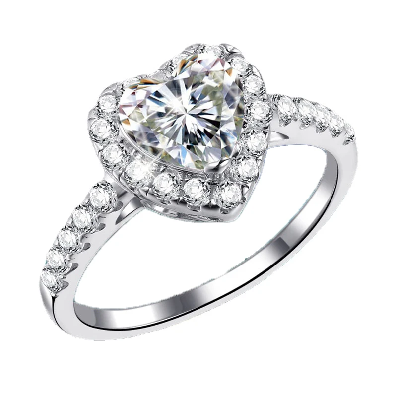 

Heart-shaped Diamond Ring Real S925 Sterling Silver Luxury Unique Charm Engagement Wedding Anniversary Party Gift Cute Jewelry