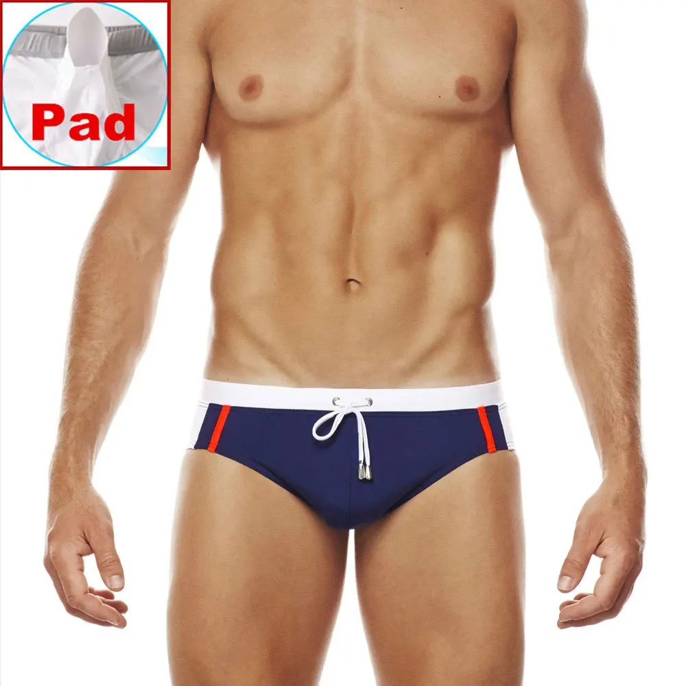 Men's Bikini Swim Briefs Swimsuit Low Rise Push Up Sponge Pad Swimwear Quick Dry Beach Underwear Board Surf Shorts Bathing Suit