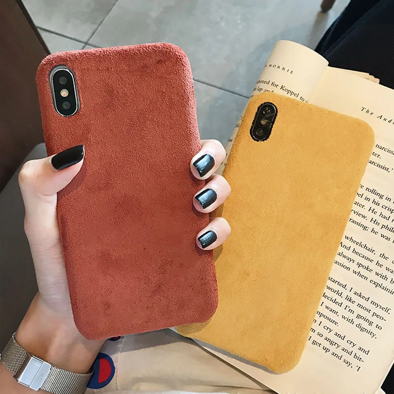 Зимний теплый фланелевый чехол для телефона для iPhone 11 11 Pro Max XR X XS Max 6 6S 7 8 Plus, карамельный цвет, жесткий защитный чехол из поликарбоната