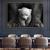 polar bear black and white core animal poster mural family bedroom childrens room bedroom wall decoration canvas art no frame
