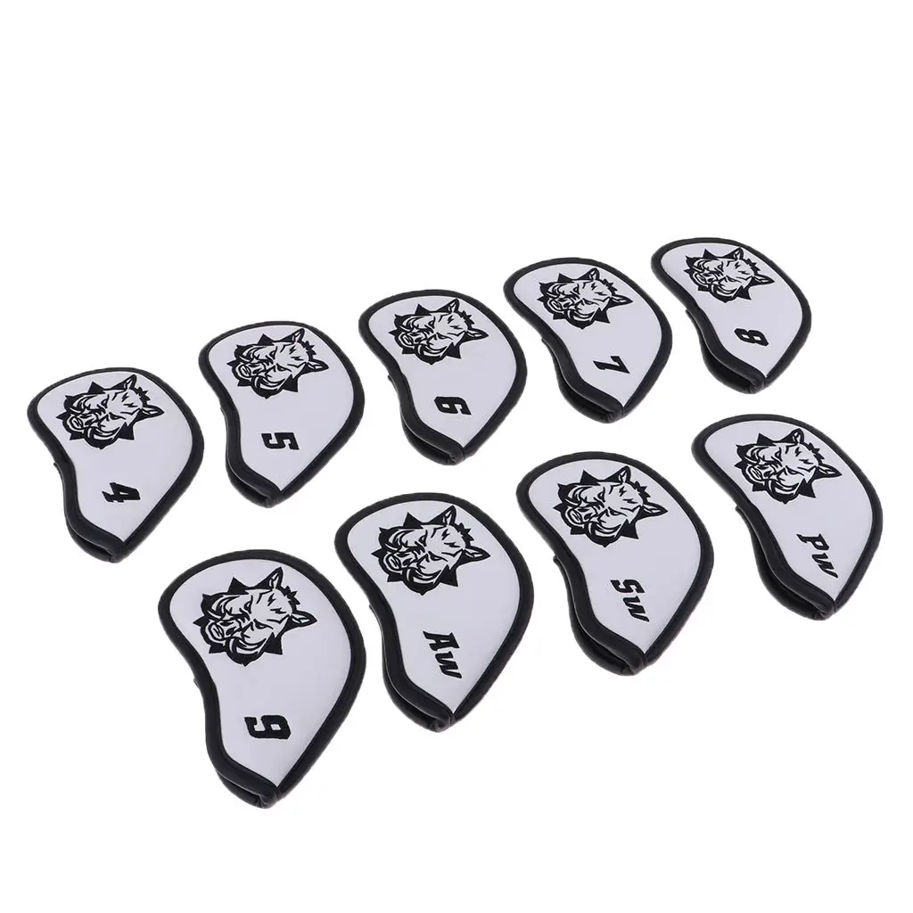 

Pack of 9 PU Leather Golf Head Cover Club Iron Putter Head Protector Cover Set - Durable & Long Lasting