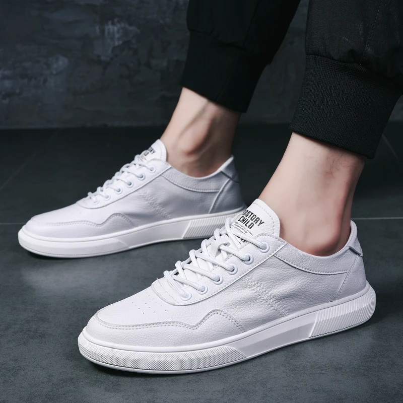 Модная дизайнерская обувь Мужские кожаные туфли на плоской подошве Белые