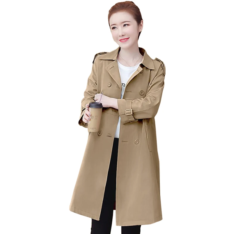 

Fashion Korean Style Spring Women Trench coat Plus size Loose Ladies Elegant Coat Female Long Temperament Windbreaker Tide OK775