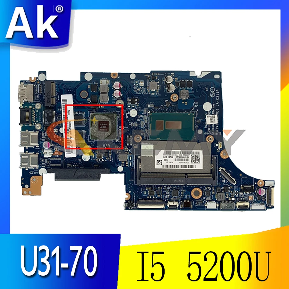 

Akemy AIVS3/AIVE3 LA-C311P материнская плата для ноутбука Lenovo U31-70 Материнская плата ноутбука процессор I5 5200U GT920M 2G DDR3 100% тесты работы