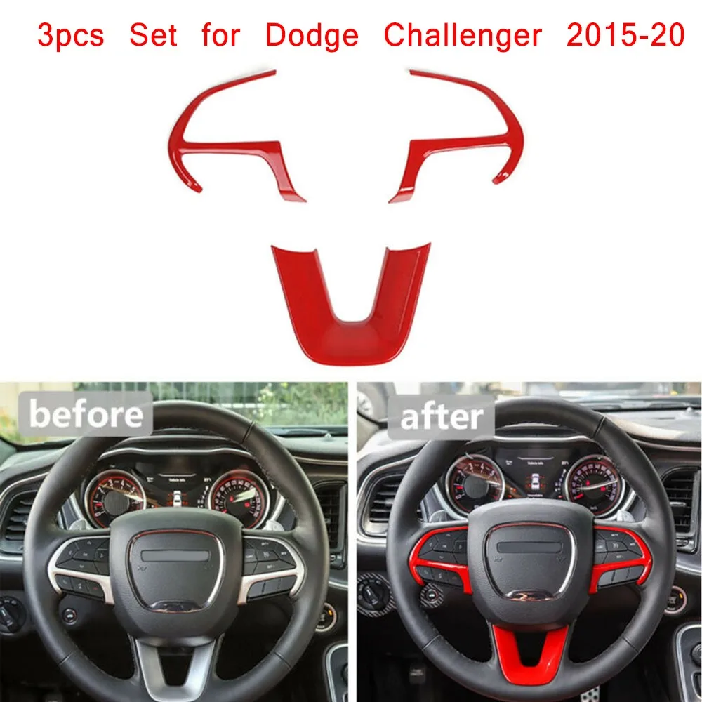 

3pcs/set For Car Dodge Challenger/Charger 2015-2020 Steering Wheel Bezels Cover Trim Car Interior Decoration Accessories
