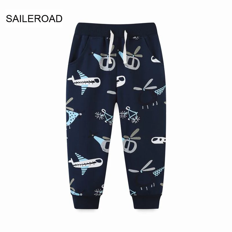 

Осенние детские штаны SAILEROAD, шаровары для маленьких мальчиков с аппликацией самолета, хлопковые спортивные штаны для малышей