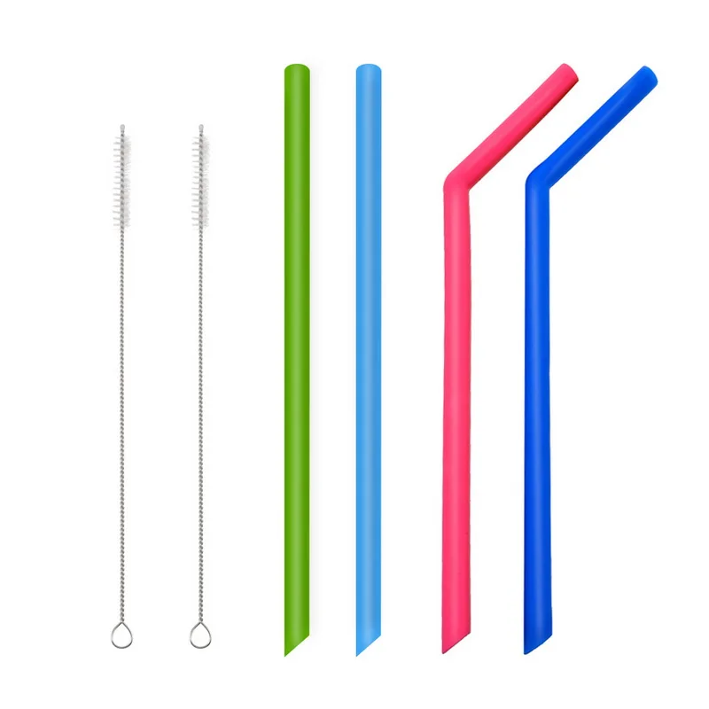 6 шт многоразовые силиконовые питьевой набор соломинок длинные гибкие соломинки
