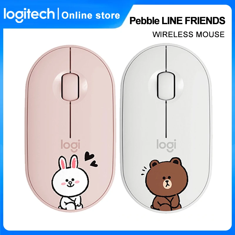 Беспроводная Bluetooth Мышь Logitech Pebble LINE FRIENDS бесшумная тонкая мышь для ноутбука ПК