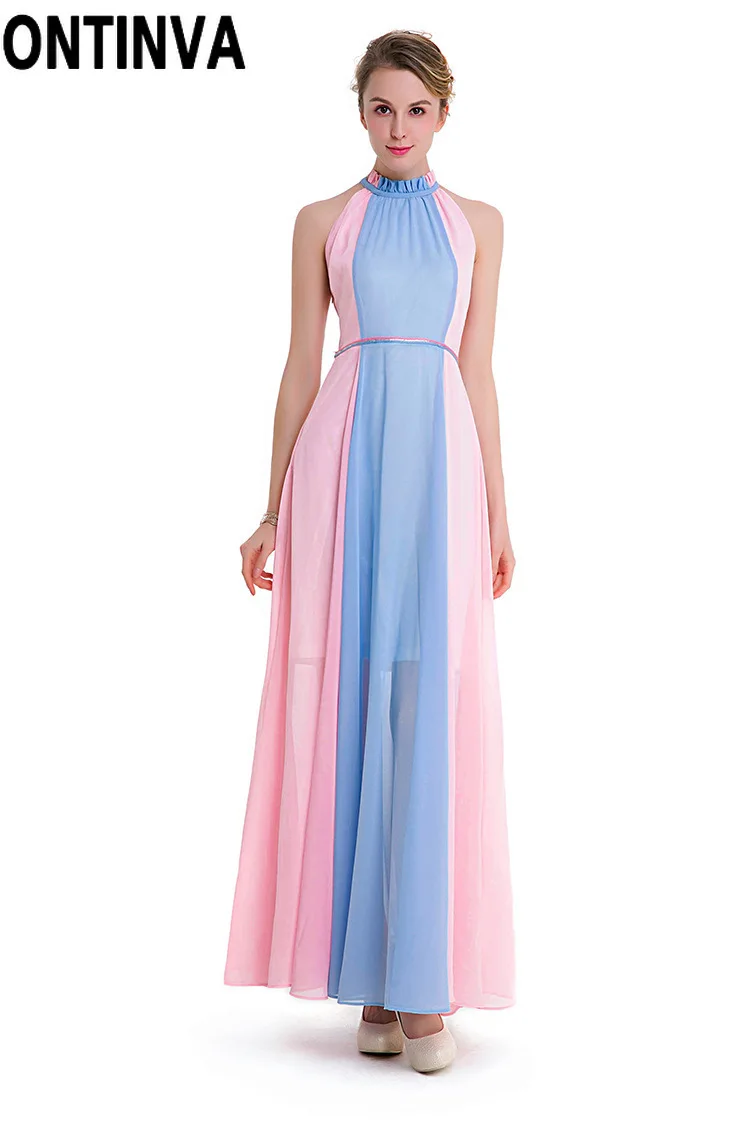 Шифоновый плиссированный Сарафан Макси без рукавов элегантный пляжный сарафан с