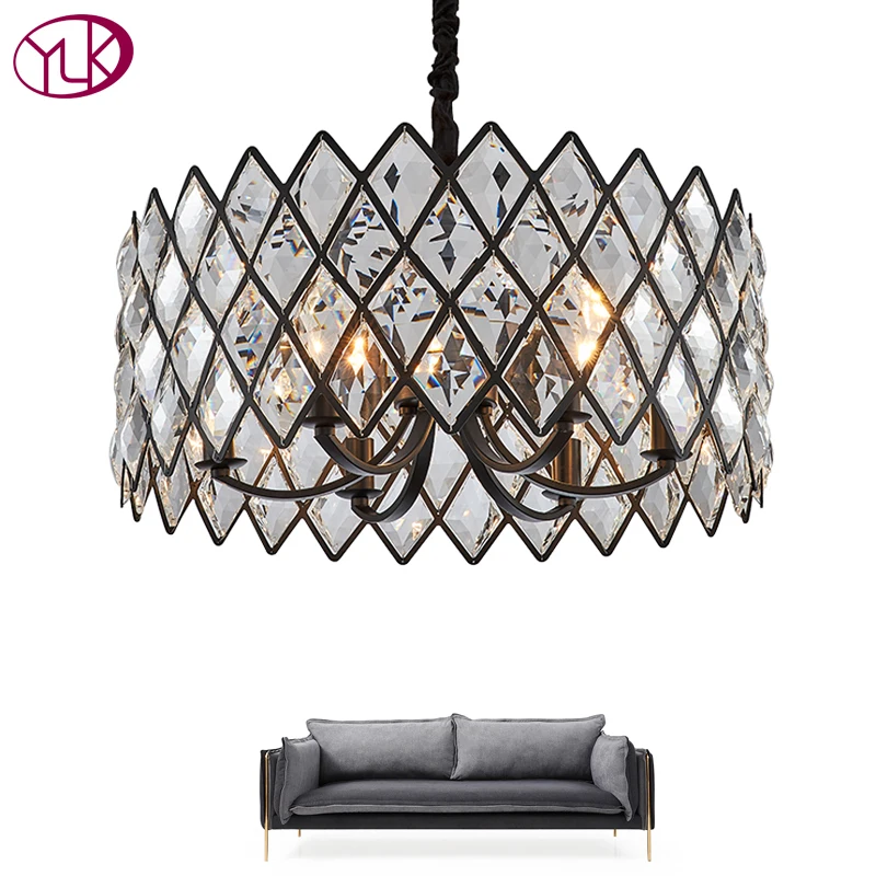 Modern Round Black Crystal Chandelier Lighting For Dining Room Living Home Fixture LED Bulbs Bedroom Hanging Lamps | Лампы и освещение