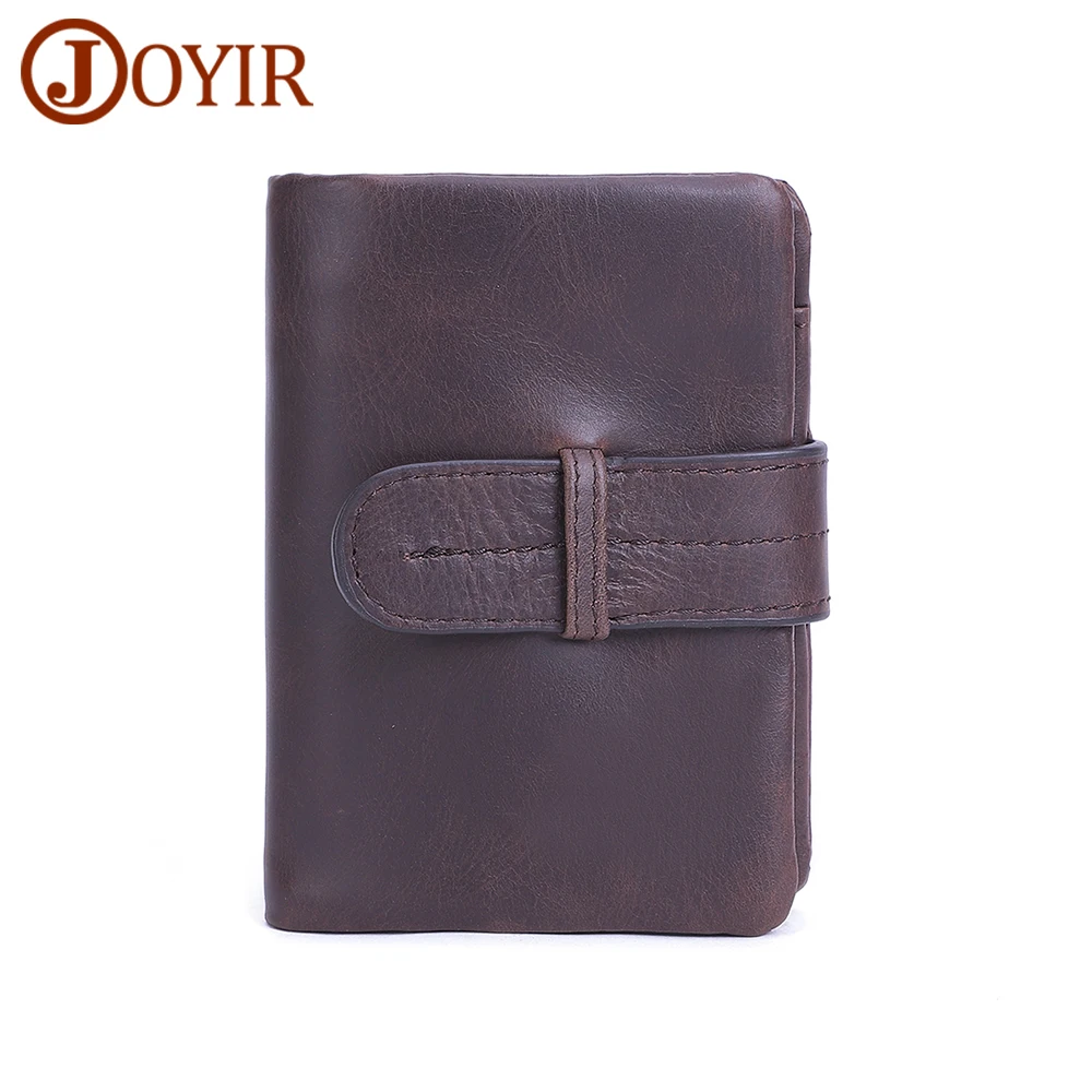 

JOYIR Men Wallets RFID Genuine Leather Retro Short Wallet With Coin Prokcet Credit Card Holder Purse Male Luxury Money Bag