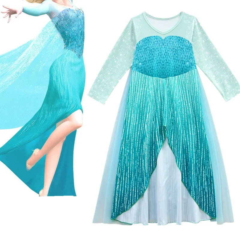 Girls Princess Fancy Elsa Dress Snow Queen Cosplay Costume Up for Kids Party Halloween Christmas Clothing | Детская одежда и обувь