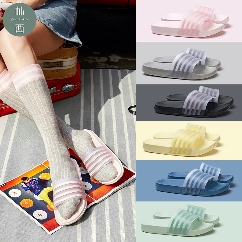 POSEE/летние женские шлепанцы Модная обувь Тапочки на платформе в полоску Женские