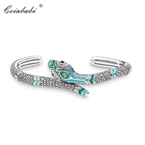 Женский браслет из серебра 925 пробы, с синей змеей, в богемном стиле, 2020