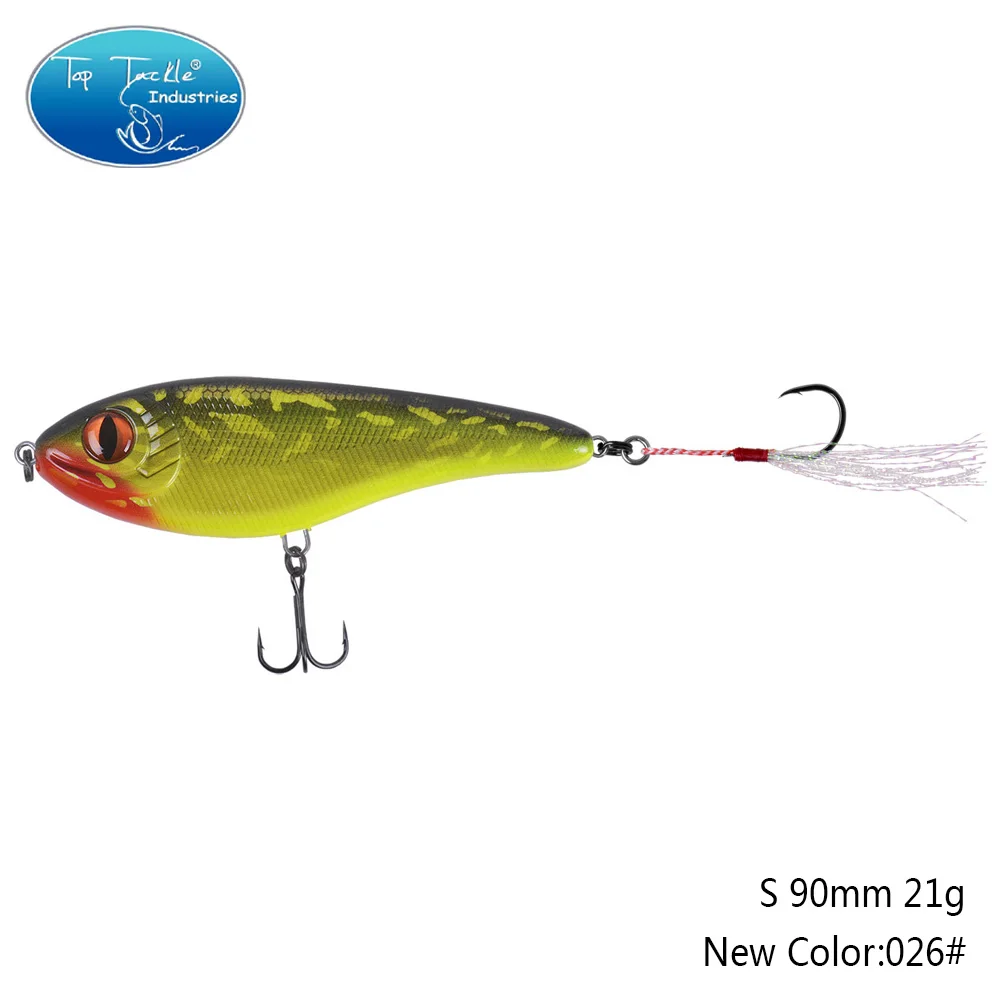 90mm 21g 026 90 мм 21 г цвета от 001 до 035 Тонущая Мускусная Щука искусственная рывковая приманка с одним крюком перьевая приманка для рыбалки - Цвет: 90mm 21g 026