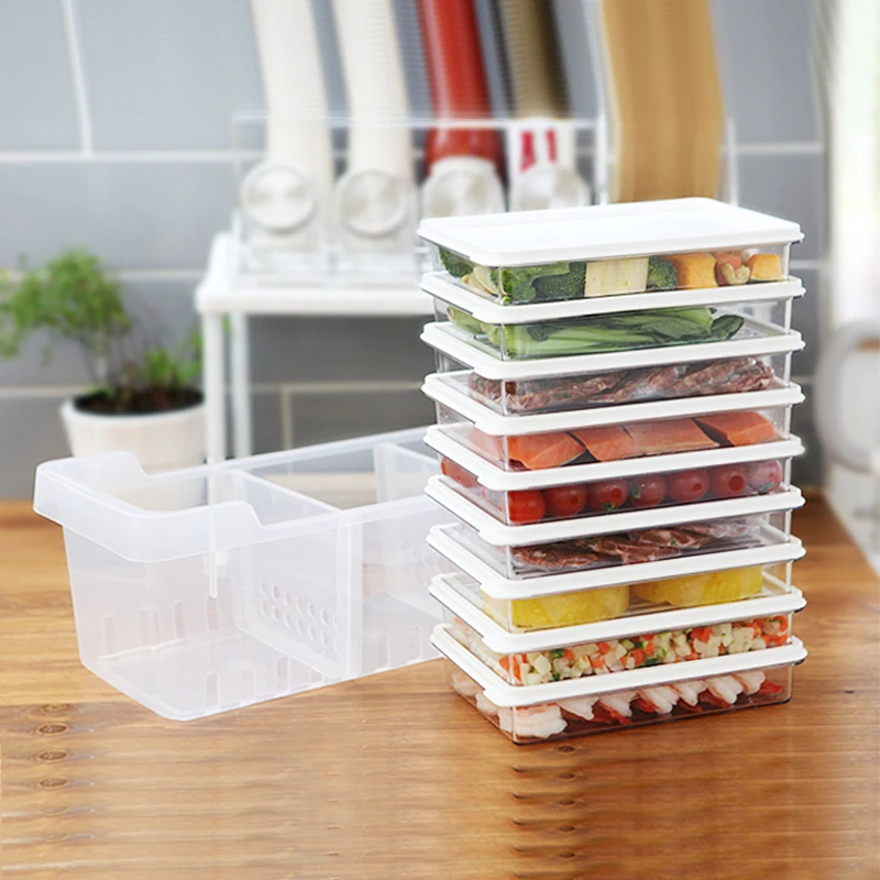 

Transparent Fresh-Keeping Storage Box Food Container Plastic Boxes Kitchen Storage Organizer Snack Vegetable Tank Home Supplies