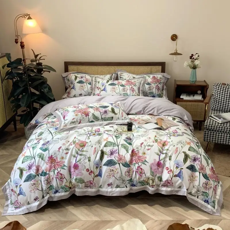 

Лучшее 21 длинное степлное хлопковое постельное белье с цифровой печатью в виде американских Цветов, простыни, комплекты постельного белья ...