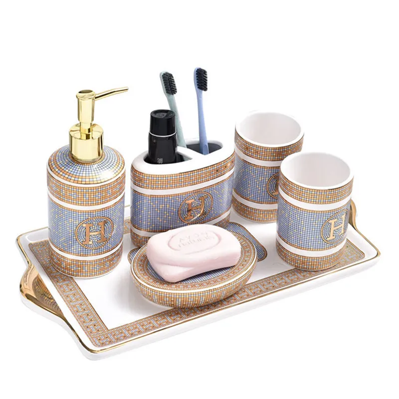 porcelain soap dispenser pump bottle toothbrush holder couple cup wedding gift present ceramic european bathroom accessory set free global shipping
