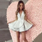 Кружевное мини-платье Sevintage с глубоким V-образным вырезом для выпускного вечера, ярусный сатин, выпускное платье принцессы без рукавов, на заказ