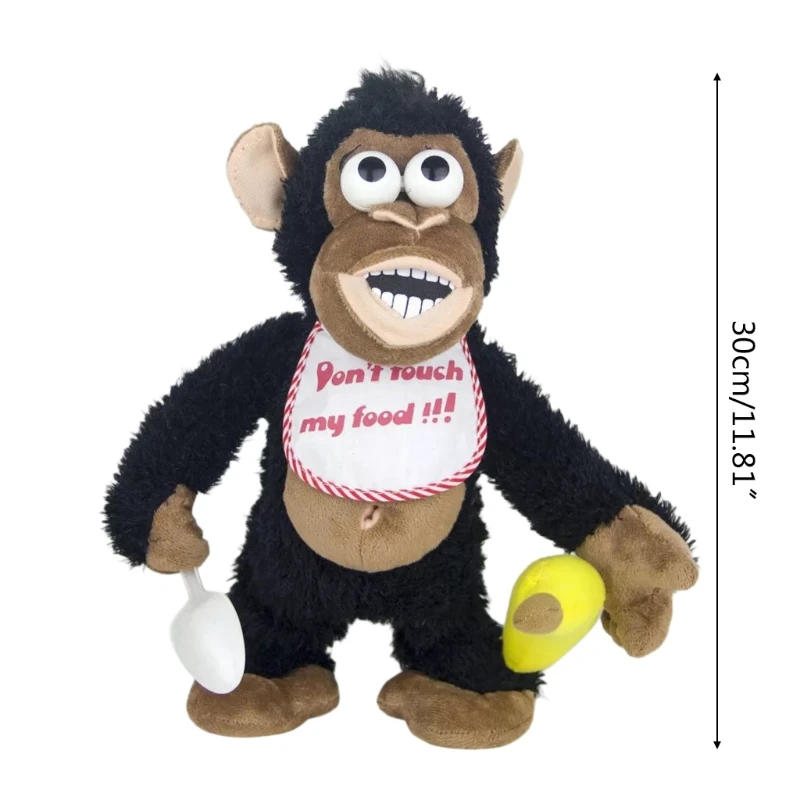 

12in/30cm Electric Monkey Doll Interactive Plush Stuffed Toy DON Touch MY FOOD Novelty Gift Dancing Smart Doll for Baby