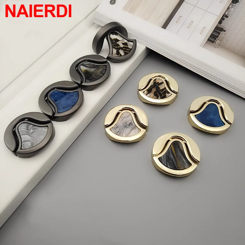 NAIERDI черный зеленый драгоценный камень ручка шкафа цинковый сплав Золотая мебель