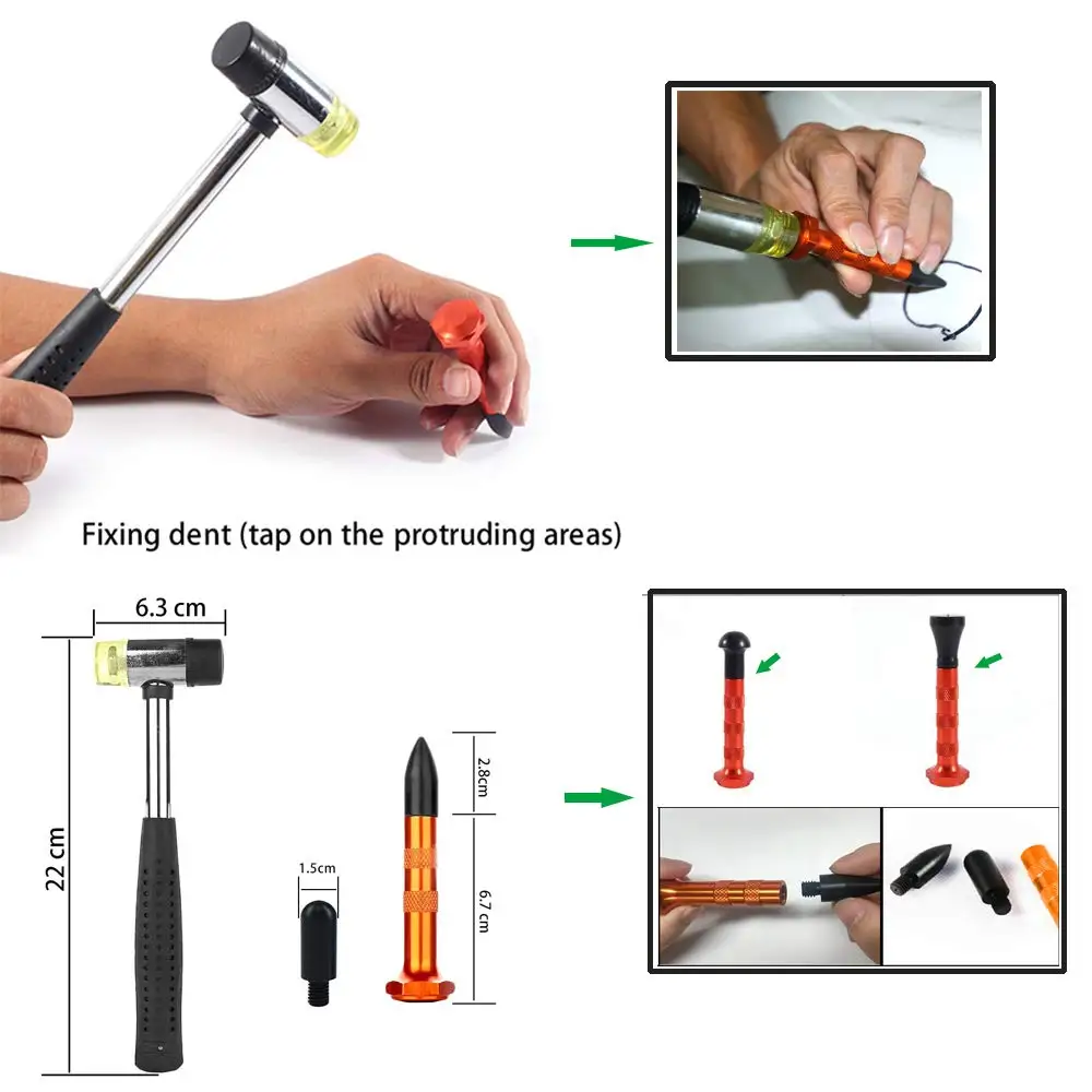 

Car Auto Body Paintless Dent Repair Tools Dent Puller Kit Repair Hammer Tap down Puller Glue Tabs hand tools set
