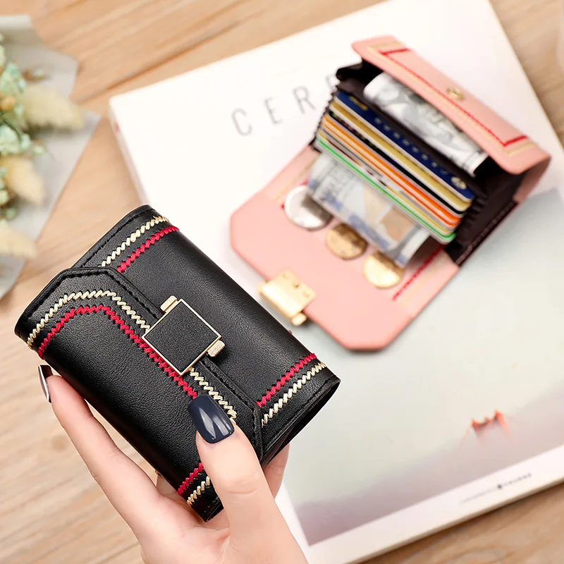 

PU Small Wallet Cardholder No Zipper New Fashion Card Holder Wallet Women ID Credit Card Holder Lady Clutch Bag Fine Workmanship