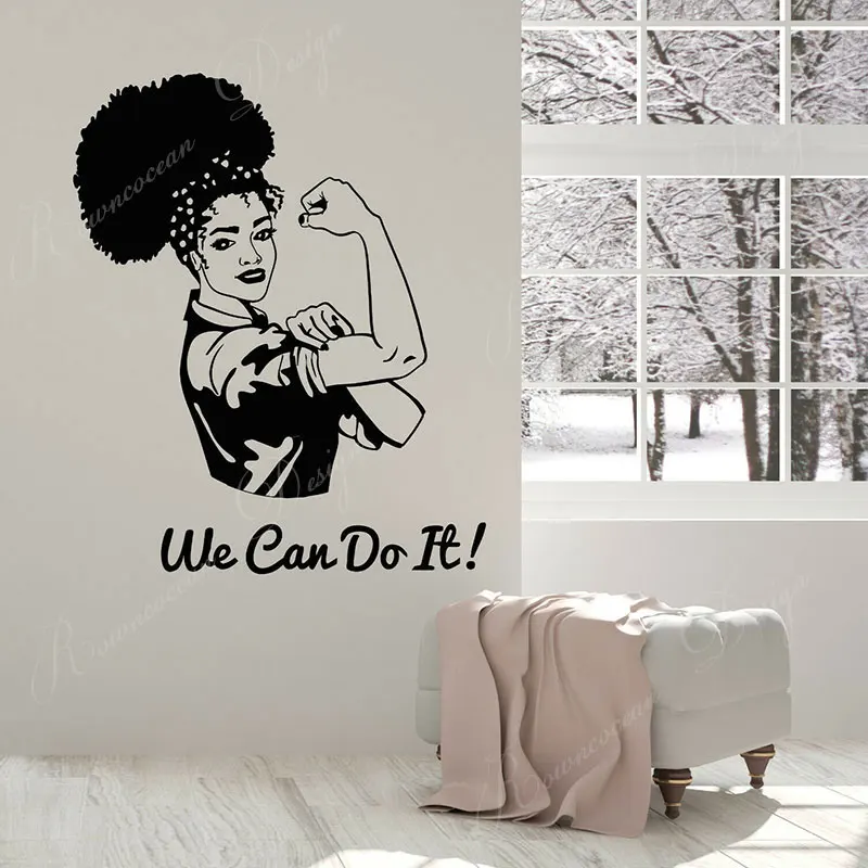 

We Can Do It Quotes Inscription Wall Sticker Woman Strength Power Decals Vinyl Home Decor Room Removable Mural Wallpaper 4214