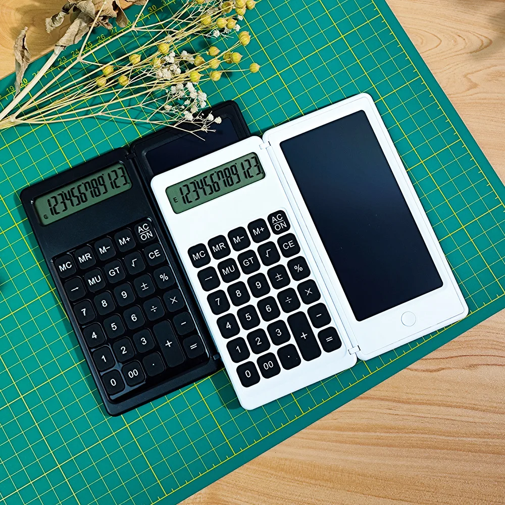 

Multifunctional Foldable Calculator with Writing Tablet Digital Drawing Pad Display with Stylus Pen Erase Button Lock Function
