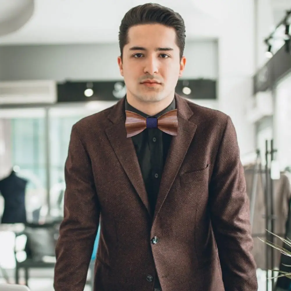 Мужской галстук-бабочка новейший ореховый 3D тисненый деревянный бант Мужские