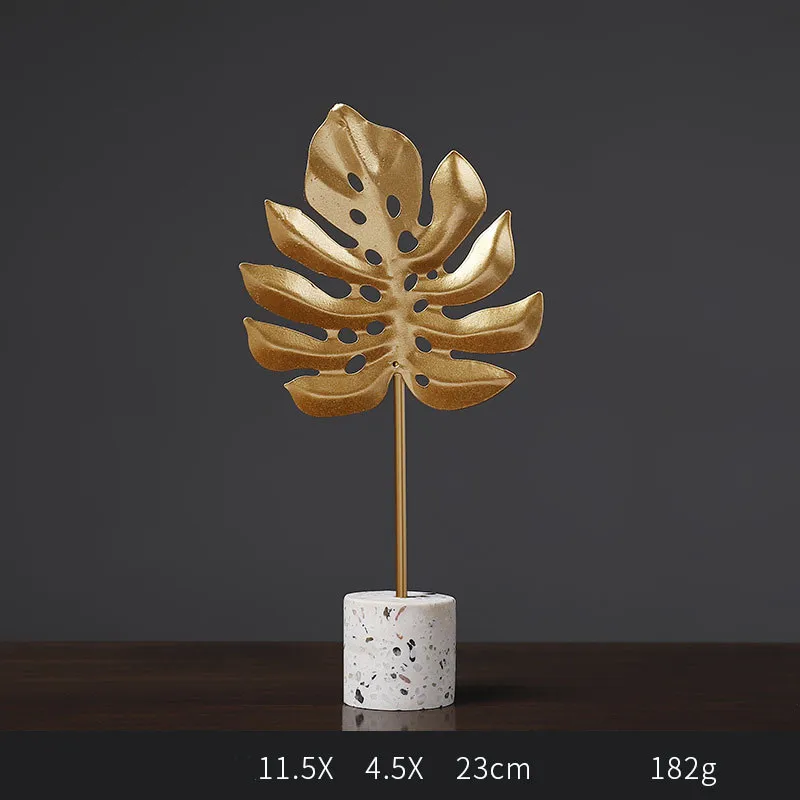 Роскошные креативные золотые фигурки листьев настольные украшения современные