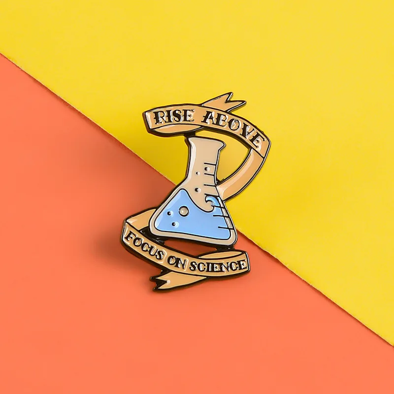 Science Experiment Beaker Metal Enamel Brooch Blue Reagent Bottle Badge Pin Trendy Scientist Student Costume Backpack Jewelry | Украшения и
